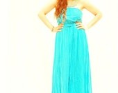 Ocean Love Turquoise cotton Maxi Dress Mexican Goddess celebration