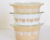 Vintage Pyrex Sandalwood Bake Serve and Store Round Casserole Set