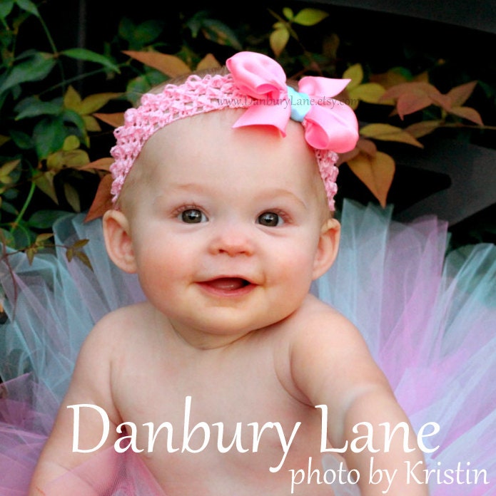 Pink Baby Headband only, hairbow photo prop hair accessory, handmade bow infant to toddler size- SWEET ANNABELLE