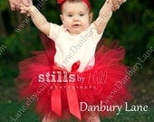 Red tutu ONLY for baby, Birthday girl and newborn photo prop, choose from infant sizes 0,3,6,9,12,18, 24 months -BUTTERFLY KISSES