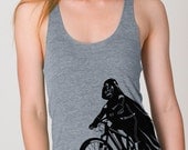 Darth Vader is Riding It - Womens Tank Top printed with ECO ink ( Star Wars Darth Vader bike womens tank top )