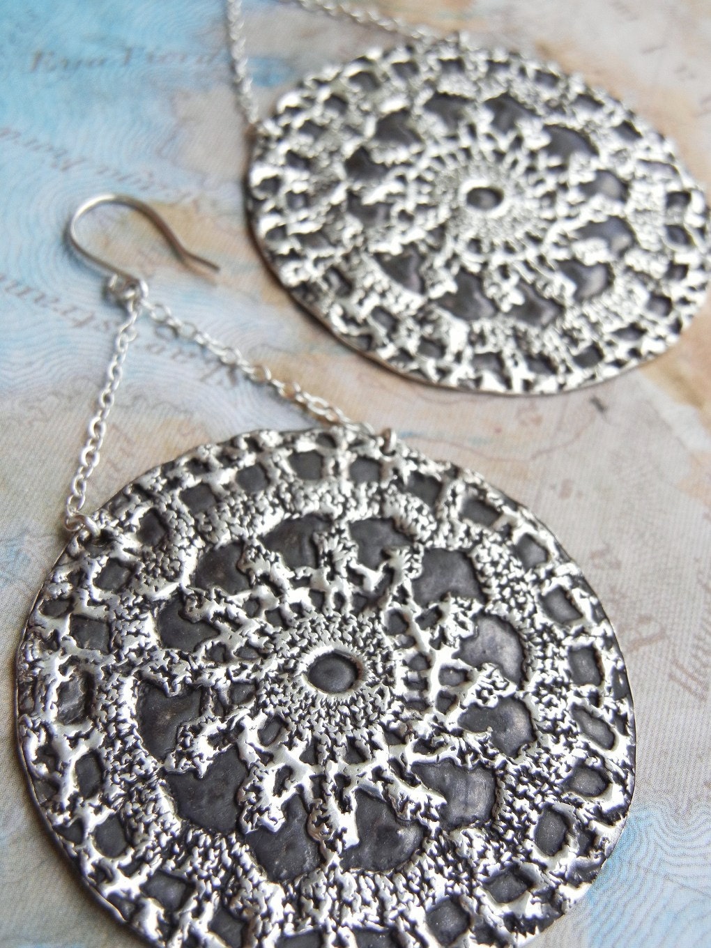 Statement Jewelry, Handmade Silver Earrings, Sterling Silver BOHO CHIC Chandalier Medallion Earrings, Lightweight Earrings by HappyGoLicky