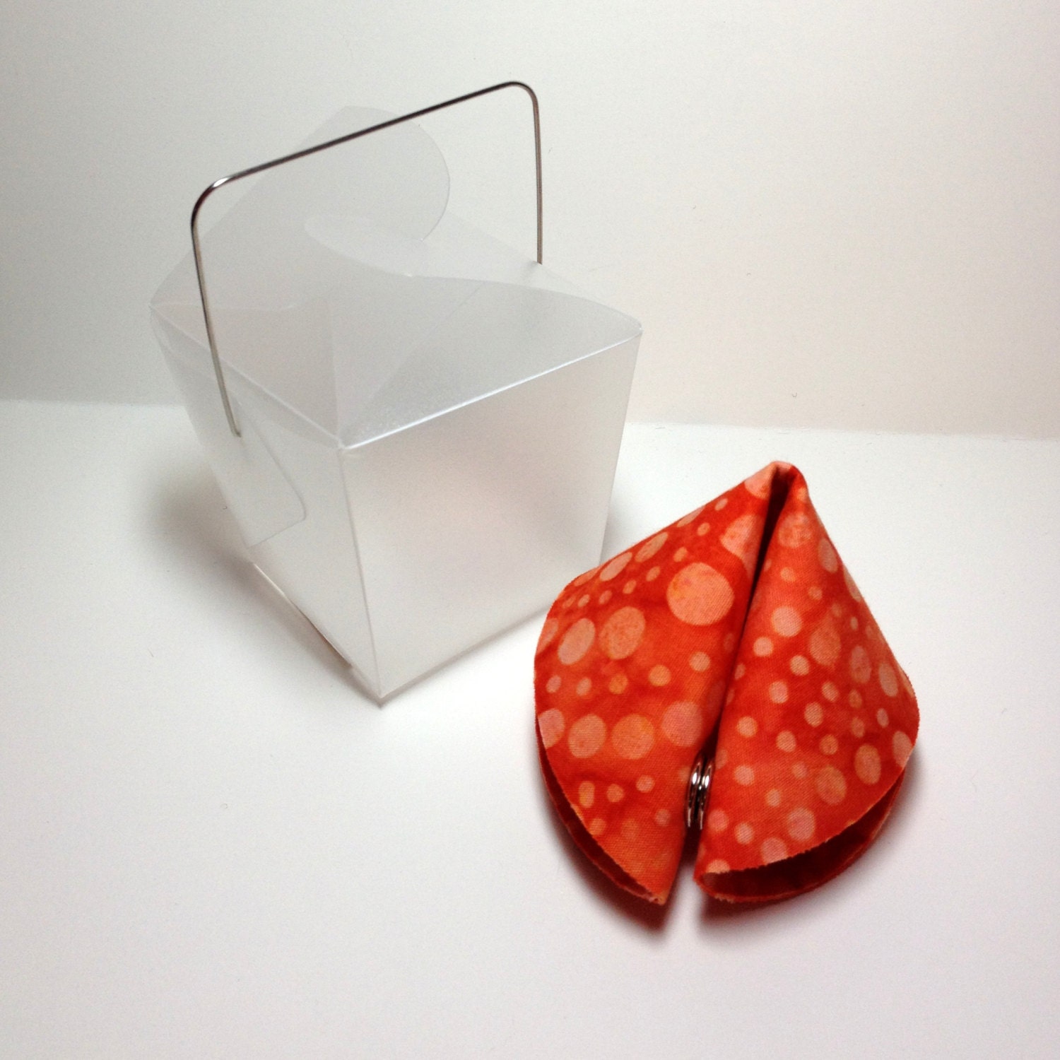 Orange Polka Dot Batik Fabric Fortune Cookie.  Gift or favor.  Personalized.