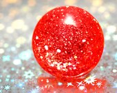 Neon Bright Coral Intense Color Resin Sparkle Summer Jewelry Ring Big Modern Electric Vibrant Glitter Dome Handmade by isewcute on Etsy