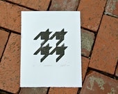Linocut Print - Houndstooth