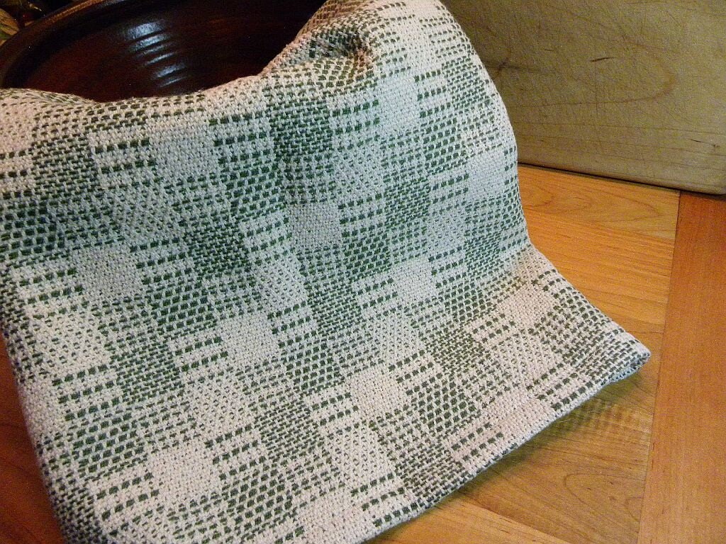 Handwoven Kitchen Dish Towel - Green and Natural