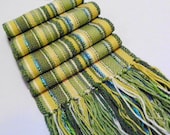 Handwoven Scarf - Fresh Spring - Green, Yellow, Blue