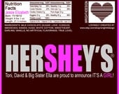 He or She Hershey Its a Girl Its a Boy Birth Announcement Wrapper for Full Size bars - Digital version