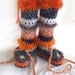 Crochet Slipper Boots/ Leg Warmer Combo Awesome Fashion, Handmade, Knee High, Trendy, Multi colored, Hippy, OOAK, warm,Boho