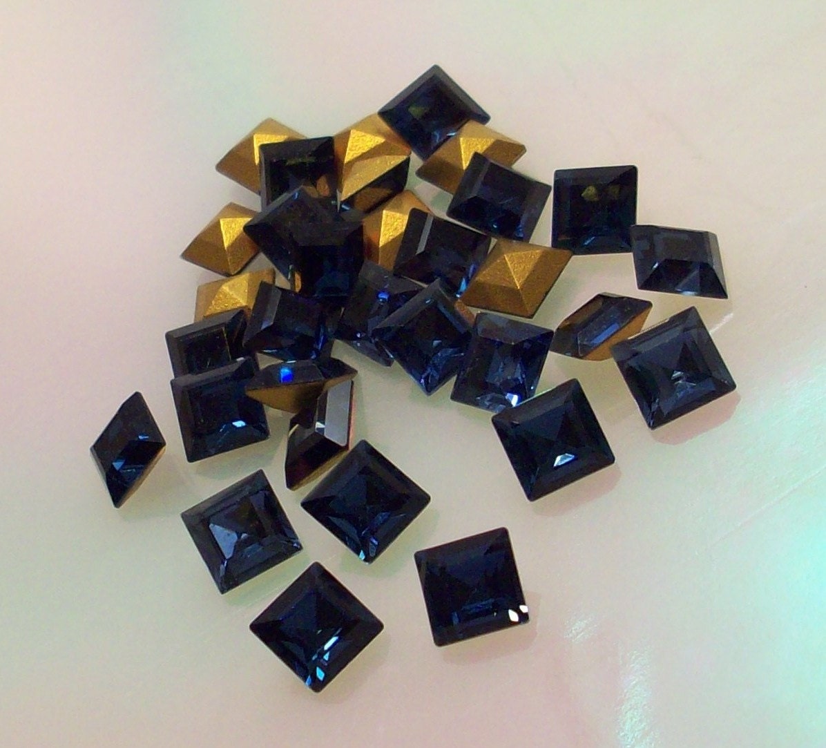 6 pieces 6mm Vintage Swarovski Montana Double Cut Squares Article 4410 Art 4410 Swarovski 6mm Squares