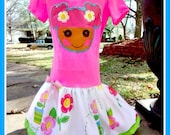 LaLaLoopsy  custom boutique graphic tee knit twirl party Dress Surprise Pink size  2 3 4 5 6 7 8 10 12