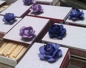 10 Matchbox Wedding Favors White Glitter Lavender Purple Fliowers