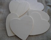 Unfinished Wooden Heart Cutouts -  4.5 inch - 5 count - Item CP1020