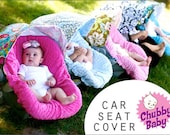 Design Your Own Infant Car Seat Slip Cover- 4 looks in 1- You Send the Fabric- REVERSIBLE
