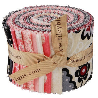 Pre cut Rolie Polie 2.5 inches, Lost and Found by Riley Blake, Pink, Black, Cream, Red, grey