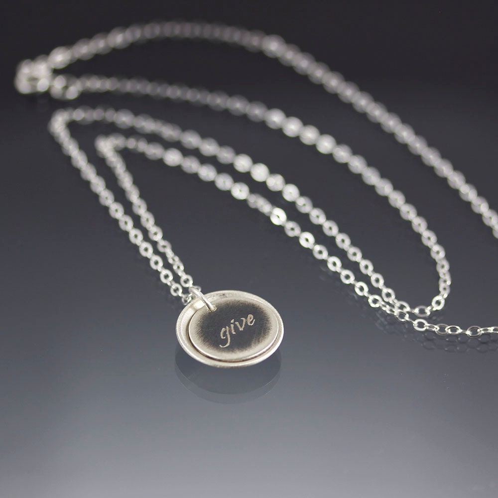 Give/Receive Necklace - silver inspirational words