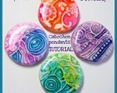 Polymer clay Tutorial Cabochon Pendants, Faux Dichroic Jewelry