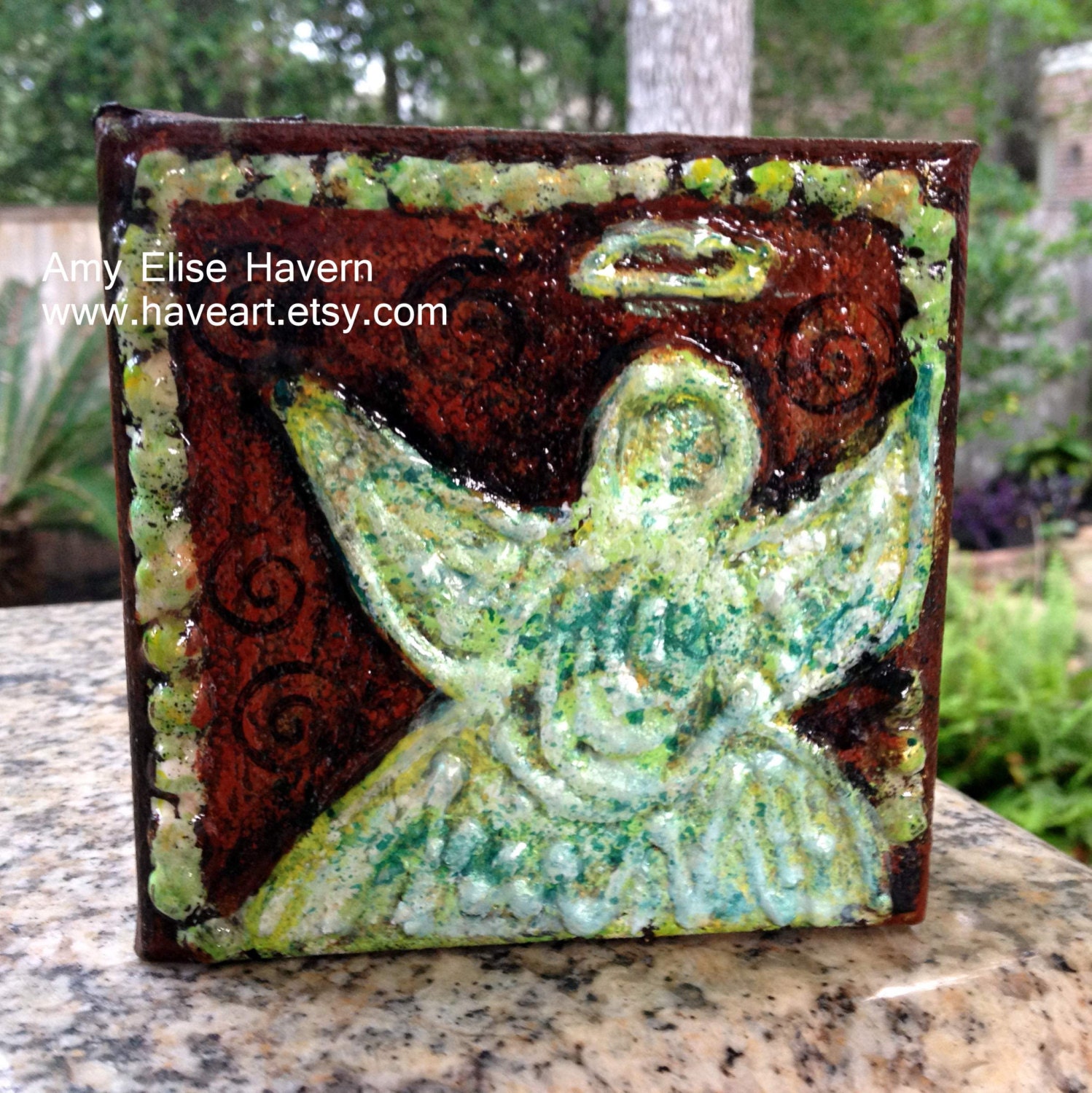 Little Guardian Angel original painting 4x4