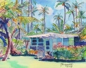 Kauai Blue Cottage 2 11x14 print from Kauai Hawaii