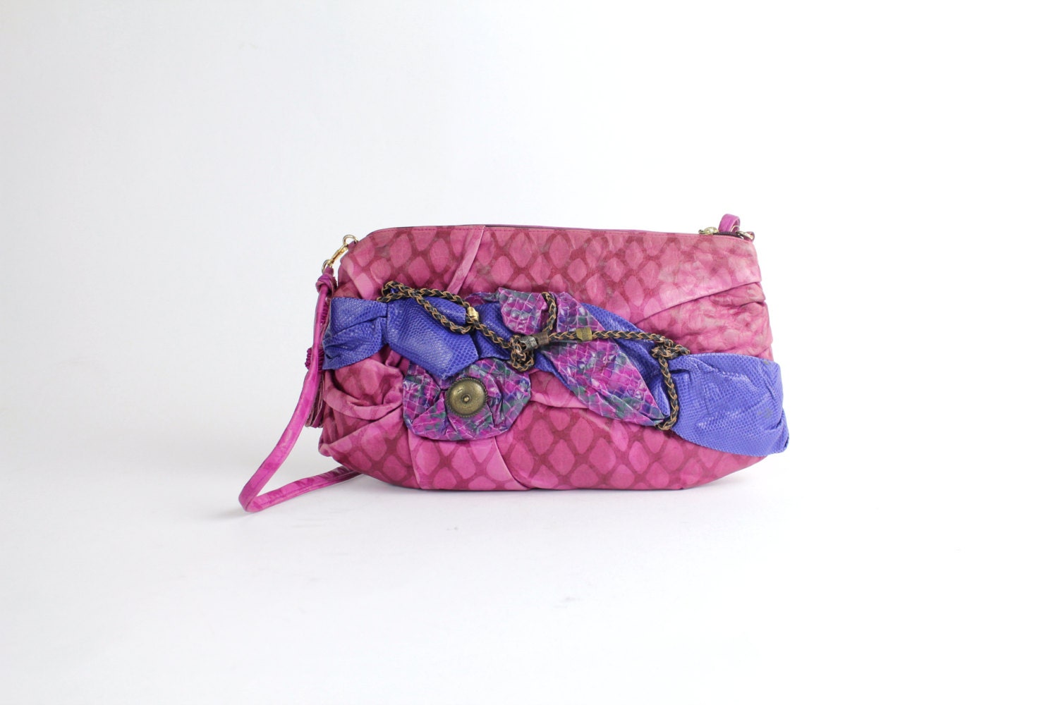 Vintage Embossed Leather and Snakeskin Purse