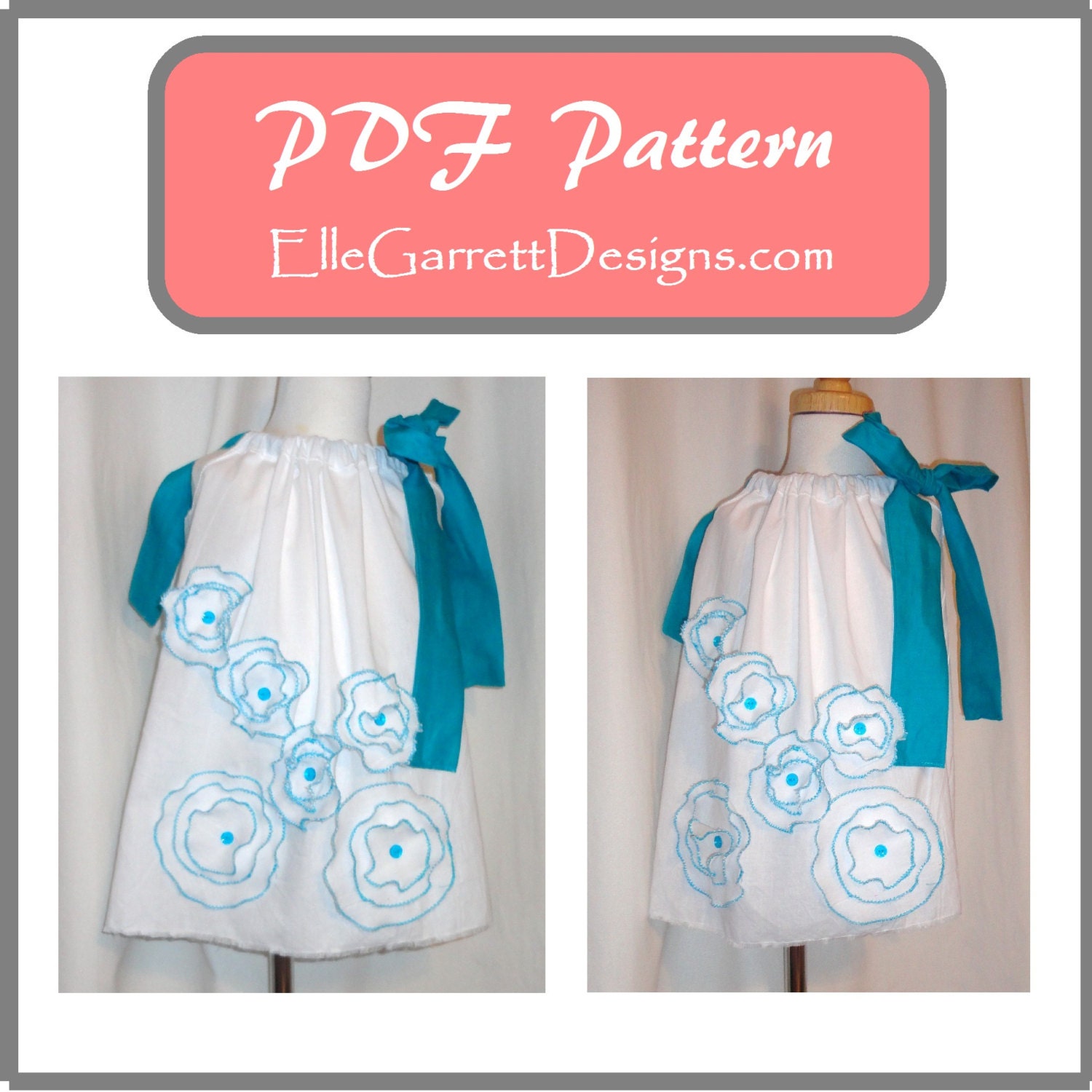 PDF Pattern - Poppy PillowCase Dress size 6 months - girls 12