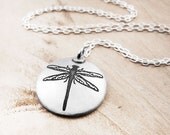 Dragonfly necklace - silver - dragonfly pendant