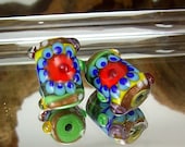 2 handmade lampwork beads -- M i n i s  -- suitable also for earrings -- SRA -- glass -- Silke Buechler -- Calypsos Beads