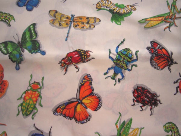 Big Bugs Cotton Fabric  -Cranston Collection - Beetles - Butterfly - Catapillar - Ladybug