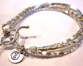 Bali Silver Triple Strand Bracelet with Customizable Charm