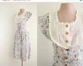 50% off Shop Closing Sale 1940s Pink Poppy Frock . Sundress . Floral Printed . XS