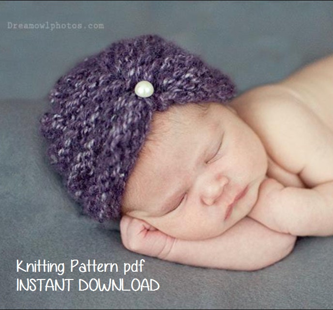 INSTANT DOWNLOAD Purl Ridge Baby Turban Hat Knitting Pattern PDF 118 -- Permission to sell hats --  Over 16,000 patterns sold -- Very Easy