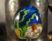 Handmade lampwork ocean focal bead - Beyond the Beach
