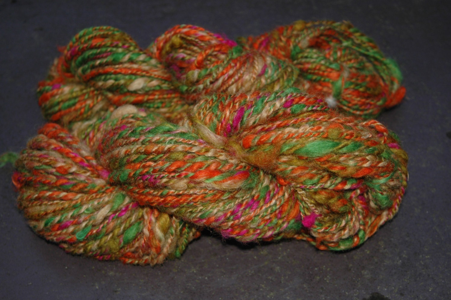 Autumn Again  Chunky Hand dyed and Handspun Wensleydale Yarn 100gms