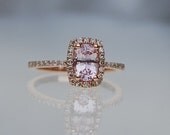 1.23ct Cushion peach champagne sapphire 14k rose gold diamond ring engagement ring