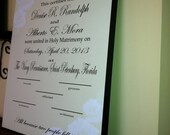 Personalized 16x 20 Stretched Canvas Custom Wedding Marriage Certificate Guest Book Alternative Keepsake Art