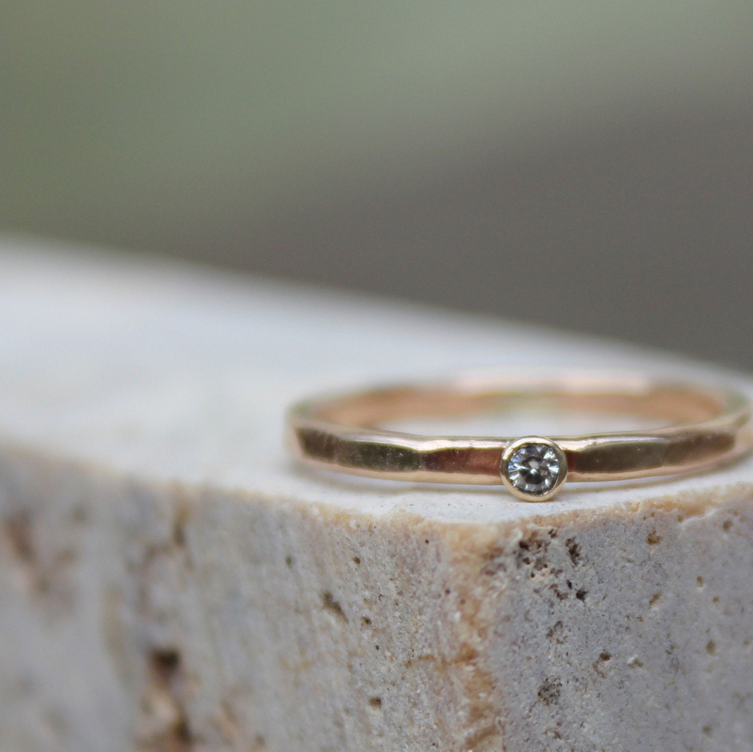 Moissanite and Gold White Gemstone Engagement Ring