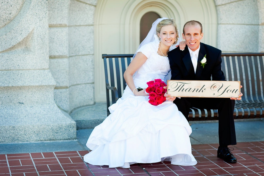 THANK YOU Primitive looking Wedding Sign...Great for Weddings or ANY event...Photo props...