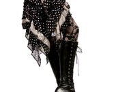 Skirt, Black and White Polka Dots, Ruffles, Rockabilly, Cabaret, Vaudeville, Steampunk, Wrap, Noir, Gothic, Dance