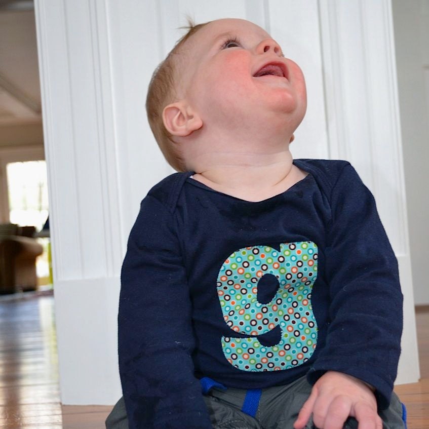 Custom Age or Initial Birthday T-shirt, Navy Blue Toddler and Kids Personalized T-shirt