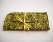 Tribal Olive Green Swirl Eyeglass Case with Mini Pocket  Matching Gift Set
