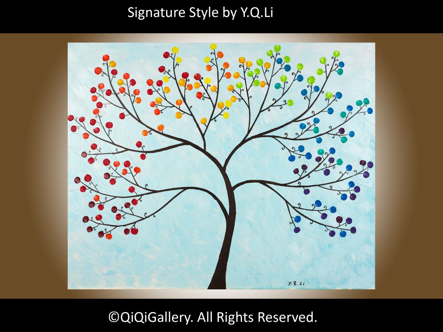 Abstract Landscape Handmade Acrylic Painting Heavy Texture Impasto Palette Knife Wall Décor "Tree of Life III" by QIQIGALLERY