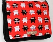 Black and White Love NINJA's Japanese Print MESSENGER ipad Netbook Laptop Diaper BAG