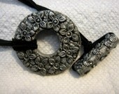 Dreadlocks Hair tie or Ponytail Holder for Dreads or Thick Hair or Sisterlocks Silver Flowers