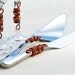 AUTUMN Beaded Wedding Cake Server Knife Set And Flutes SWAROVSKI Crystal, Glass And Pearls Cognac SWIRLS Copper Gold Orange Rust And Brown
