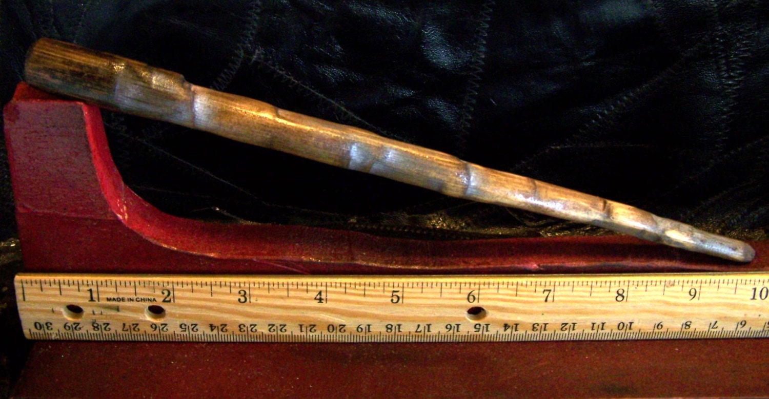 Rare Assassin's Wand with Carved Power Channeling  and Silver Embedding 7 7/8  inches