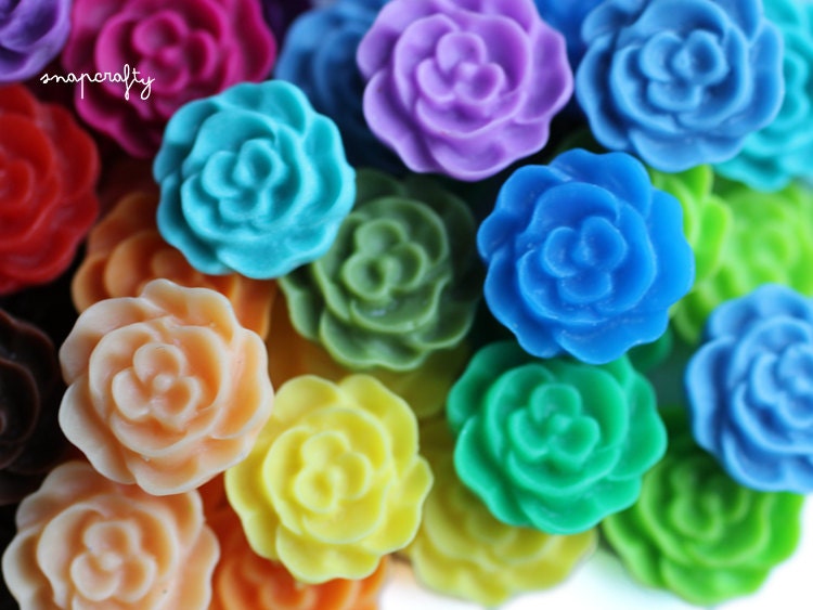 100pc you choose mini rose 12mm resin flower cabochons, 22 colors, great for making hairpins, earrings and rings