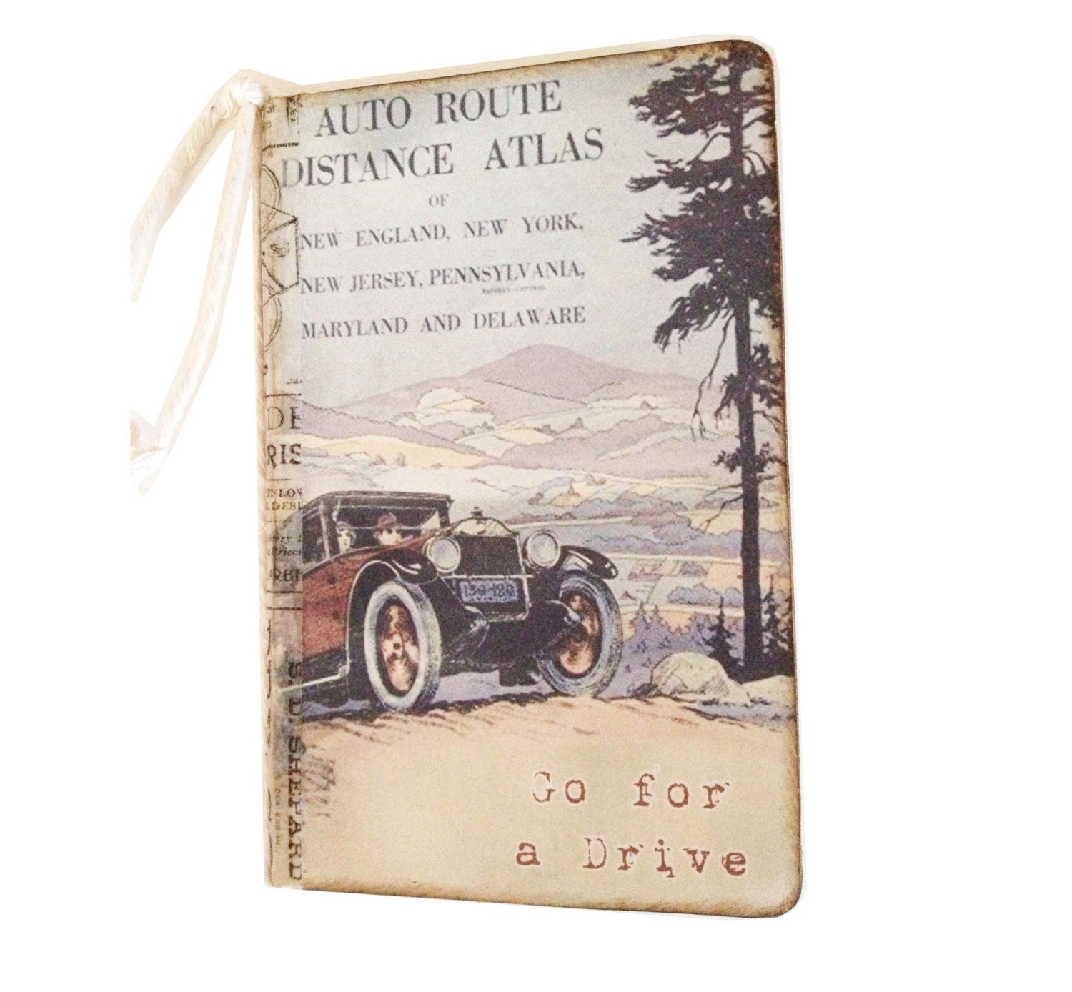 Retro Road Trip Journal Mini Journal Retro Travel Journal Road Atlas 1930's Automobile