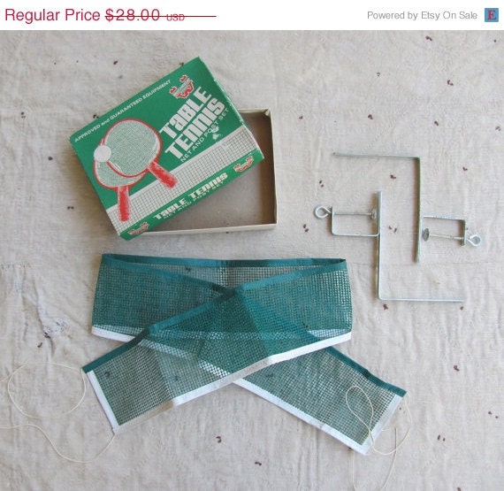 SALE // vintage c. 1960s table tennis net and post set