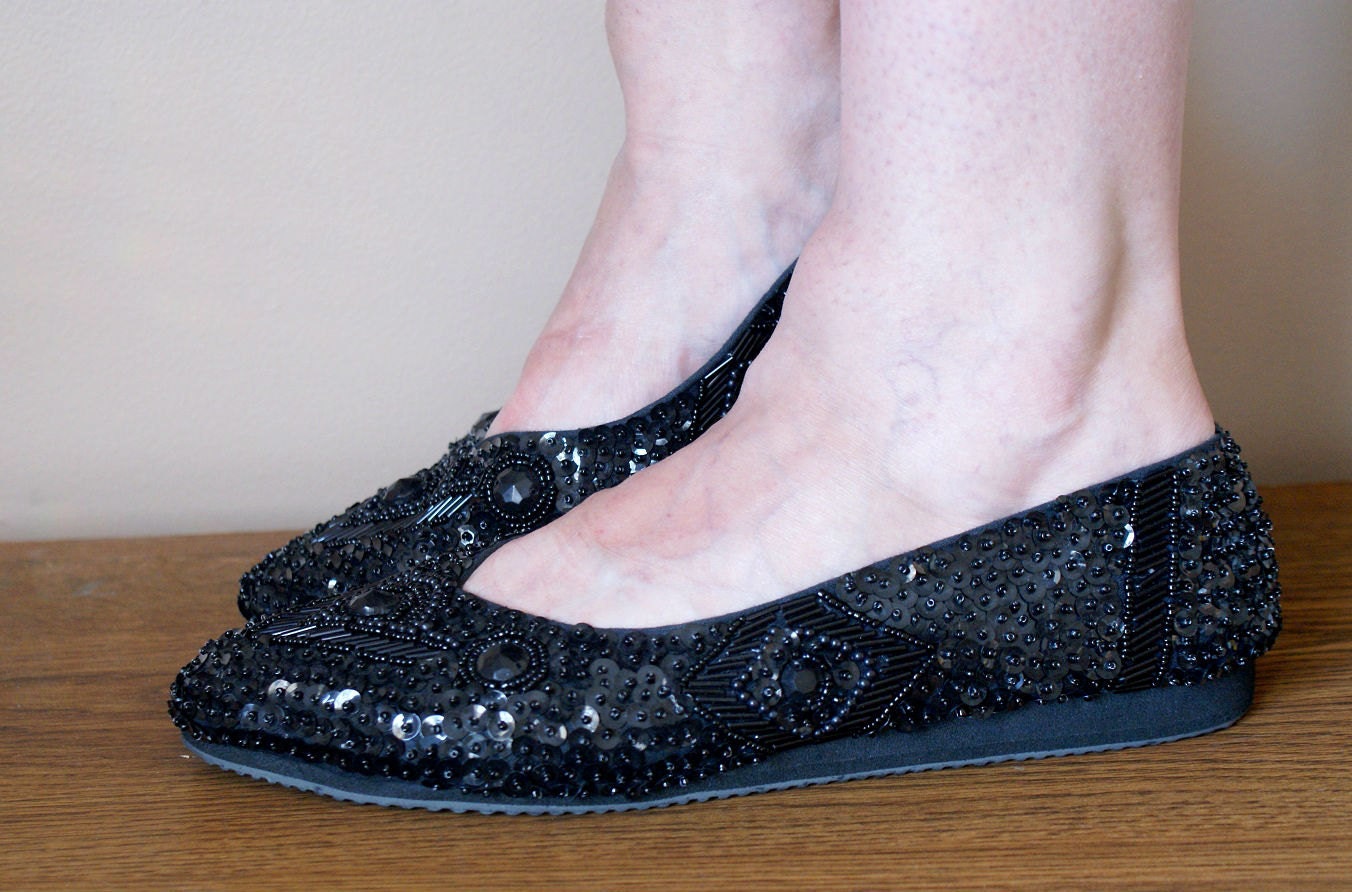 All Over Beaded and Sequins Summer Ballet Flats 9.5/10
