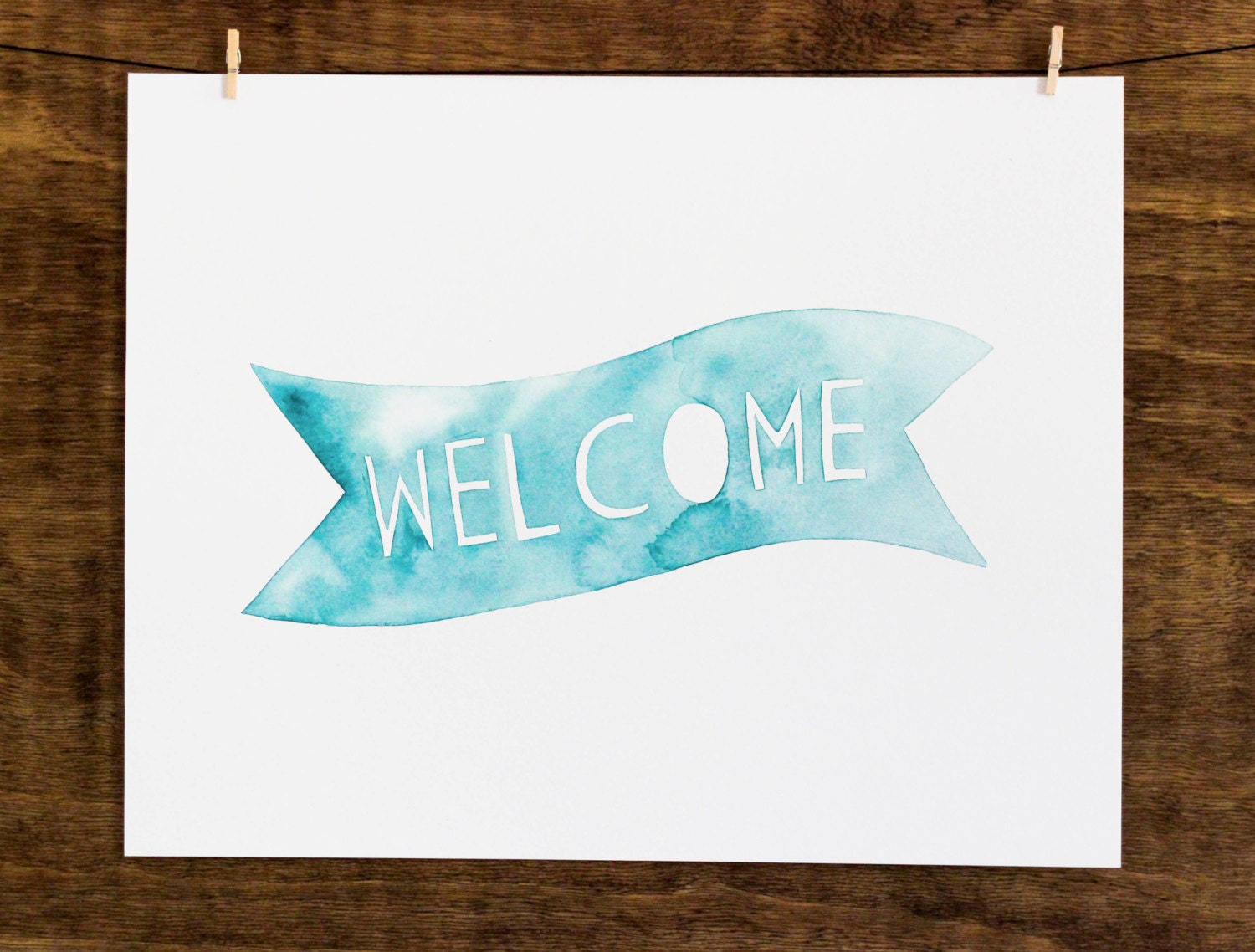 CUSTOM Welcome Banner Painting- Original 5x7 Watercolor painting- Pick your color